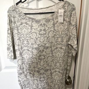 NWT loft floral grey 3/4 sleeve shirt size L